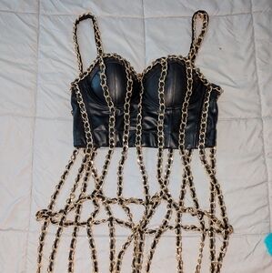 Leather corset crop bustier